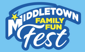 Middletown Family Fun Festival Logo Blue background with white and yellow text